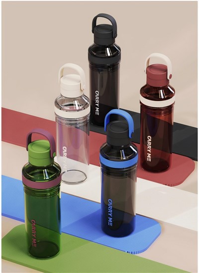 Sgriwiwch Potel Ddŵr Top Gyda Gwellt